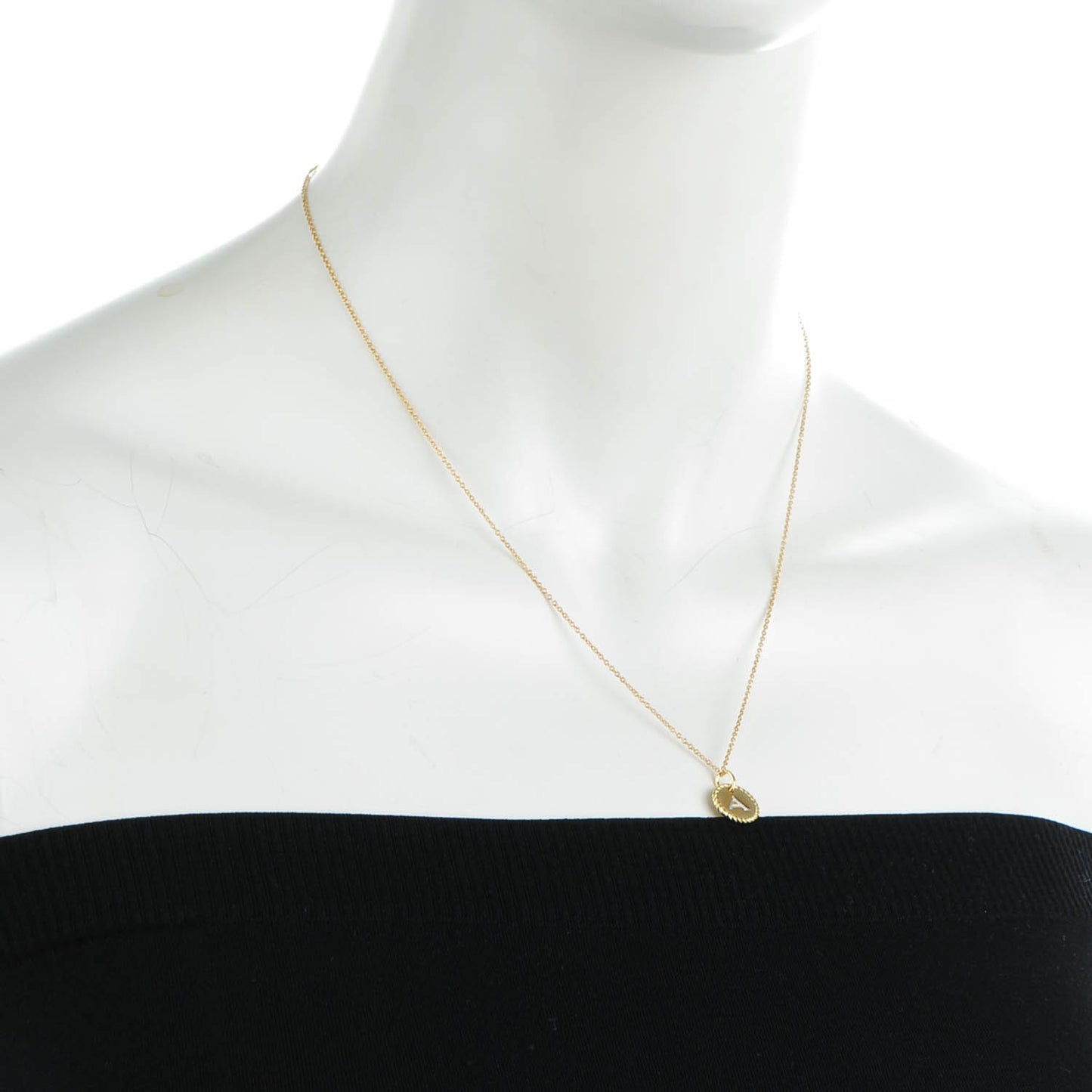 18K Yellow Gold Diamond Initial A Charm Necklace