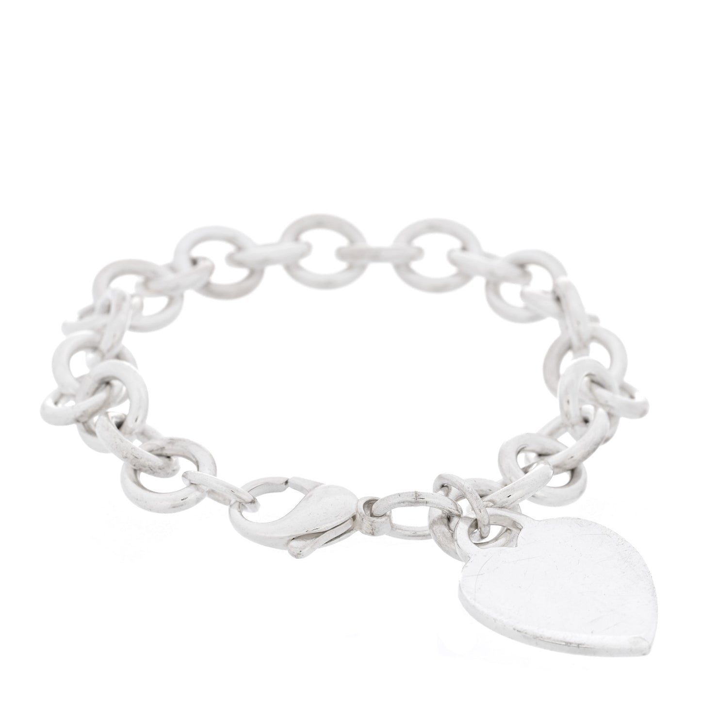 Sterling Silver Heart Tag Charm Bracelet