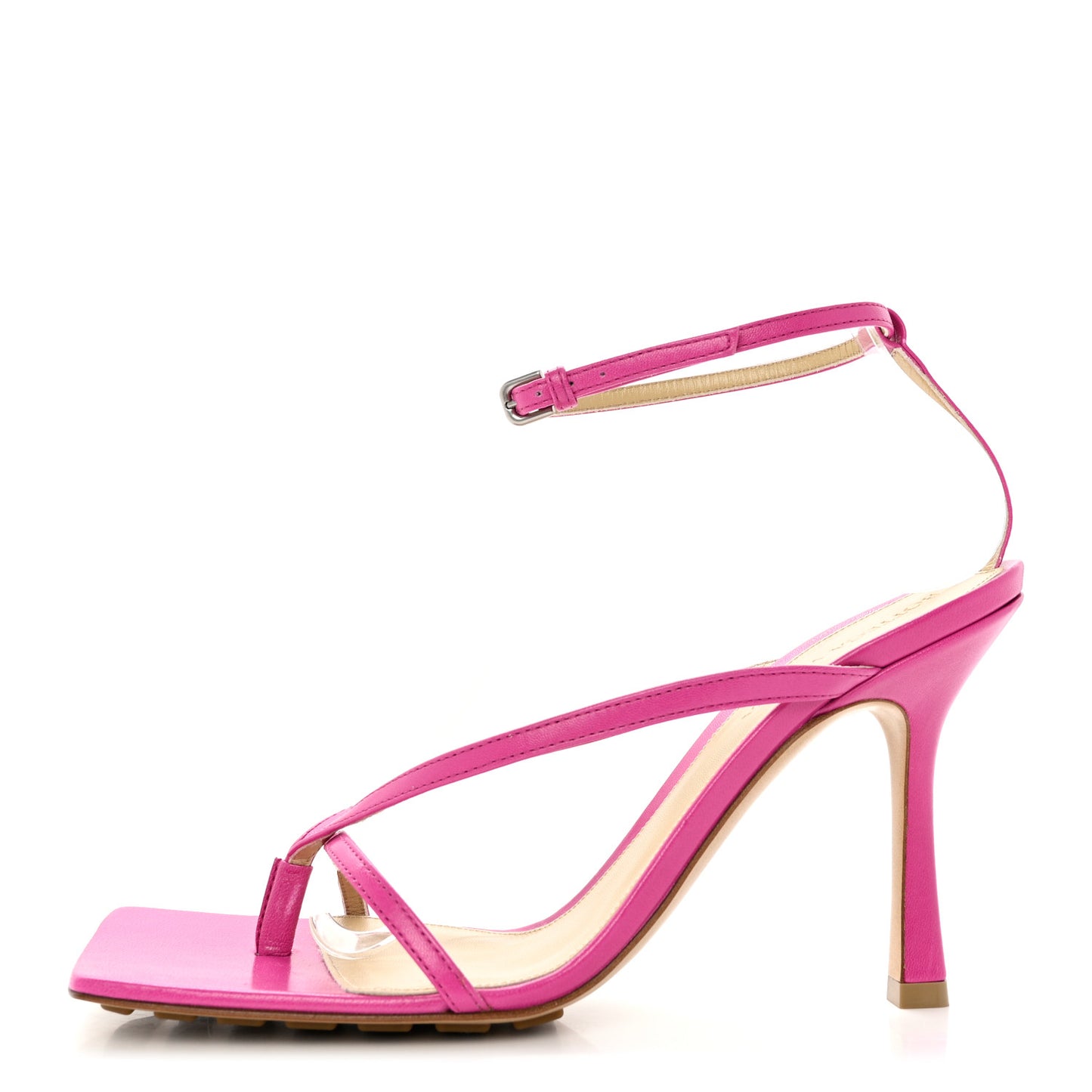 Lambskin Stretch Multi Strap 90mm Sandals 39 Hollyhock
