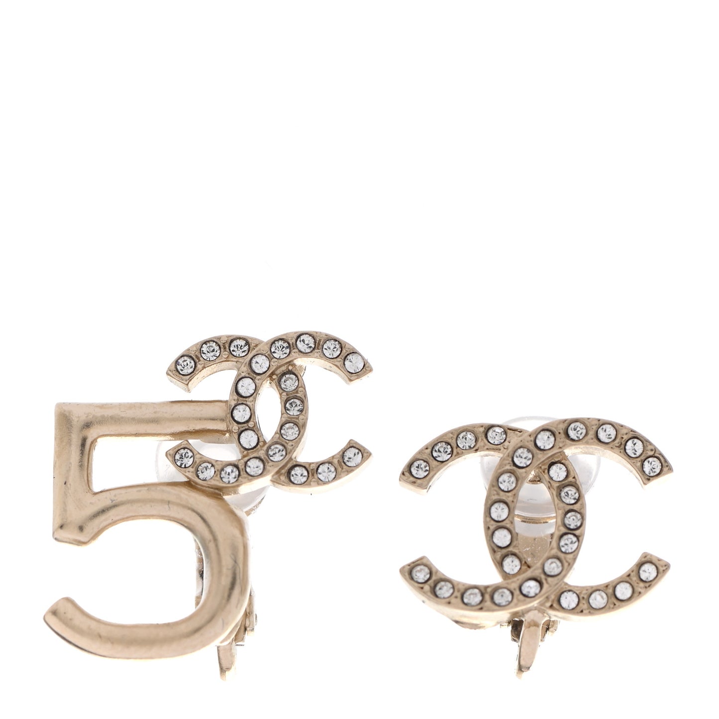 Crystal CC No 5 Clip On Earrings Gold