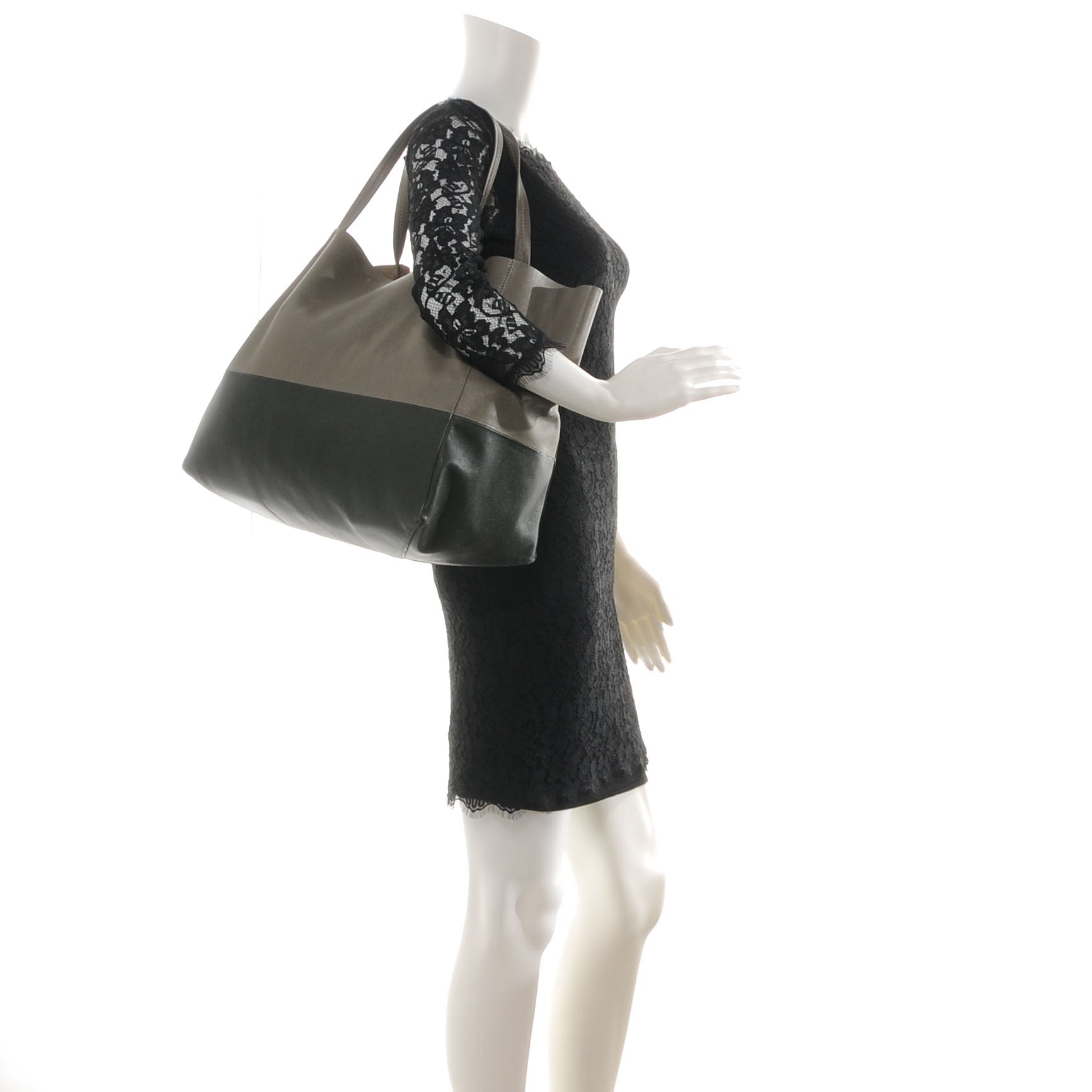 Celine Leather Horizontal Bi-Color Cabas Black 2 of 8
