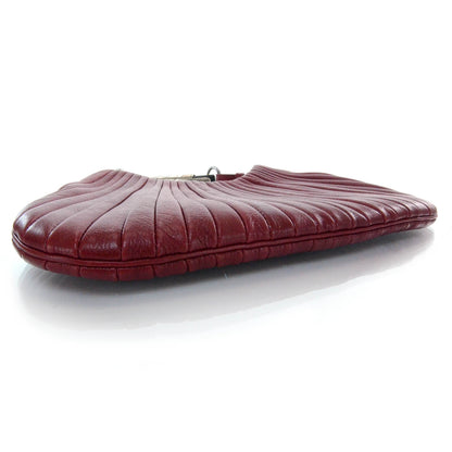 Saint Laurent Lambskin Pleated Mombasa Hobo Red 4 of 8