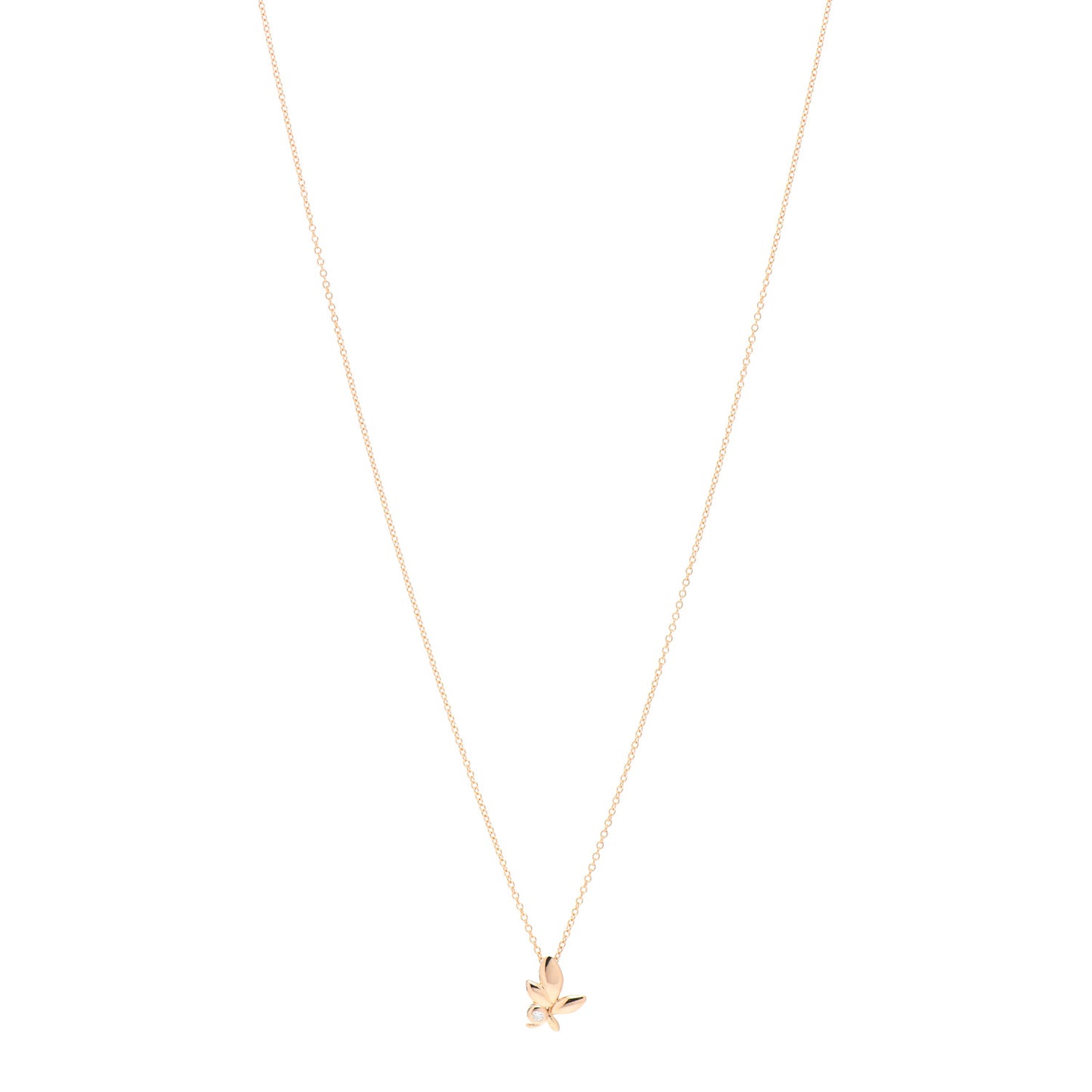 18K Rose Gold Diamond Paloma Picasso Olive Leaf Pendant Necklace
