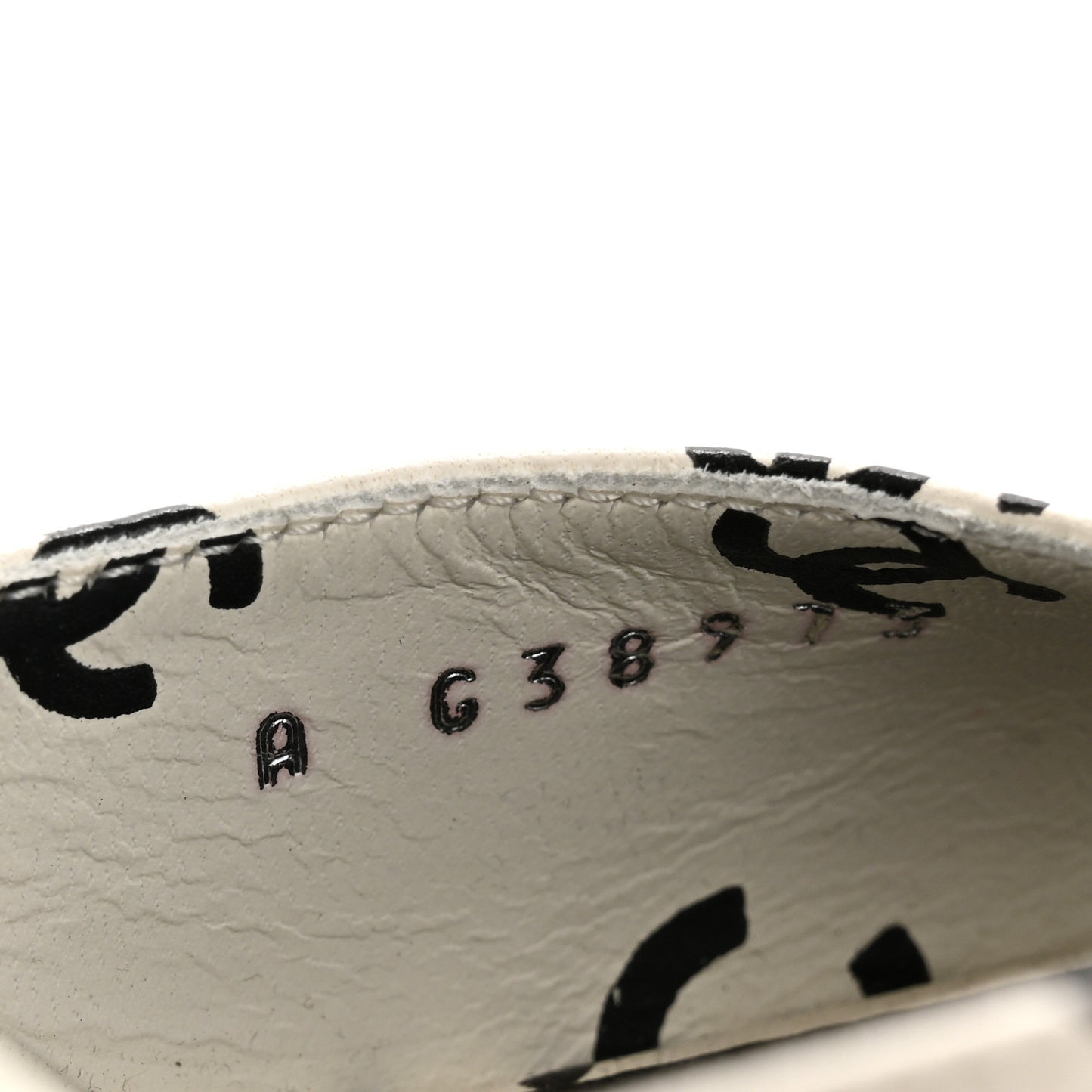 Lambskin Printed CC Sandals 41 White Black