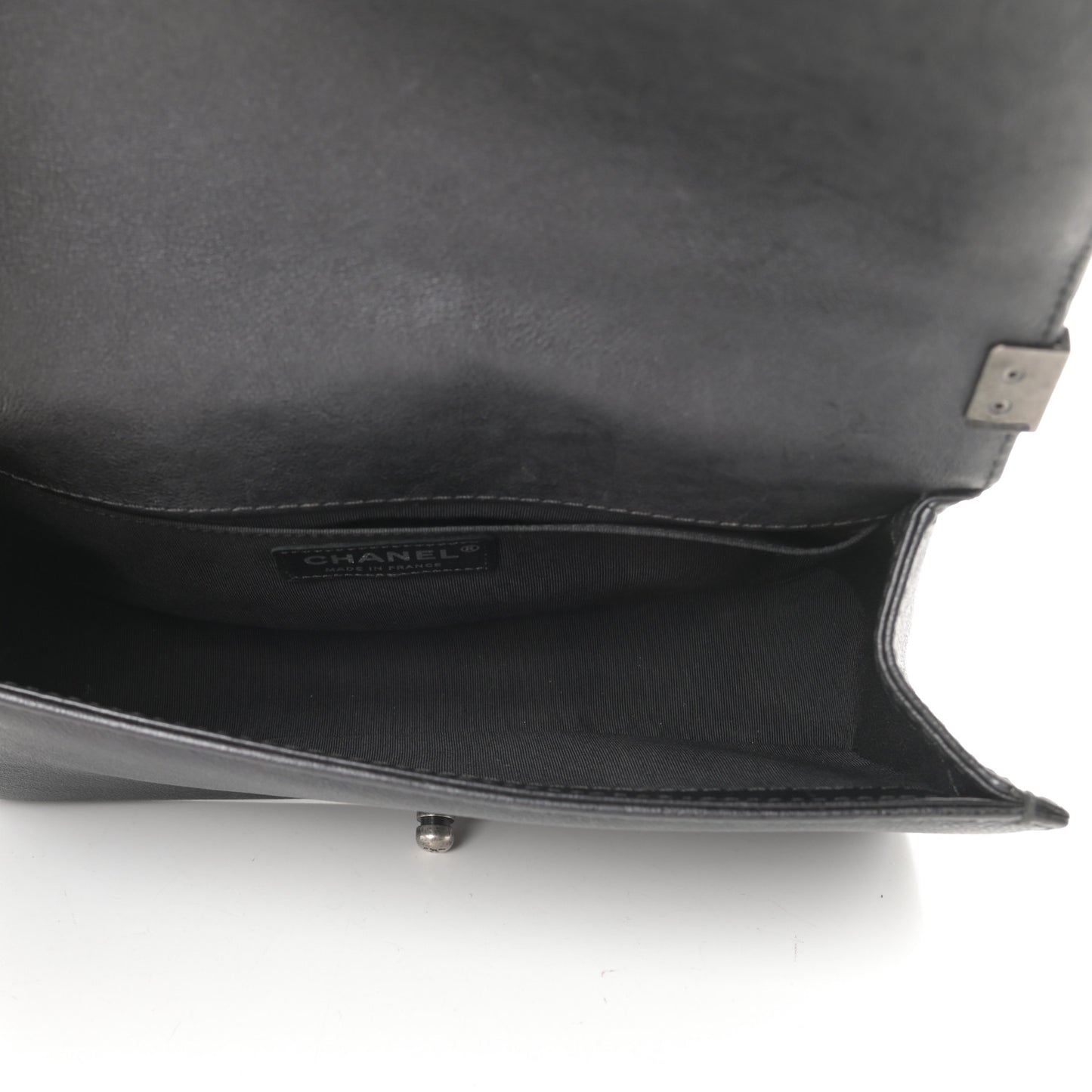 Metallic Calfskin Quilted Medium Boy Flap Black