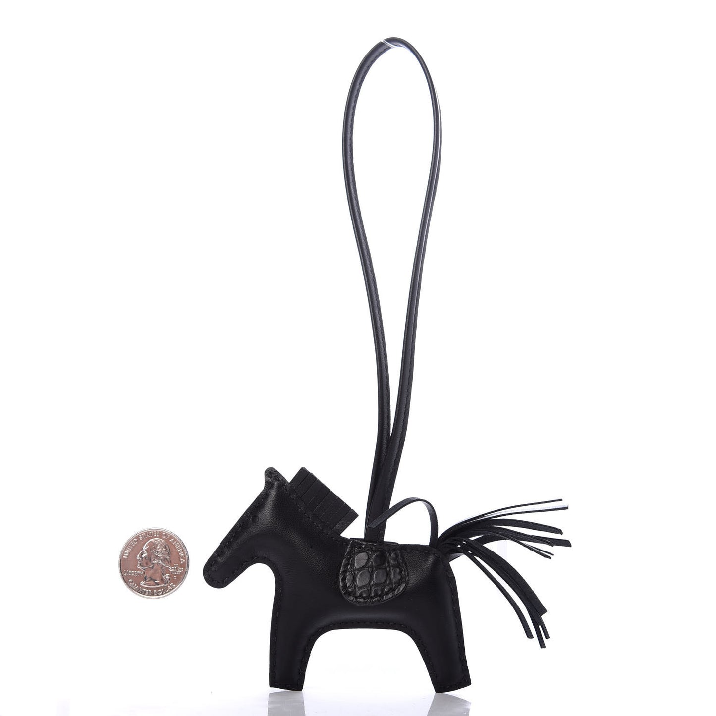 Milo Lambskin Matte Alligator Touch Grigri Rodeo Horse Bag Charm PM So Black