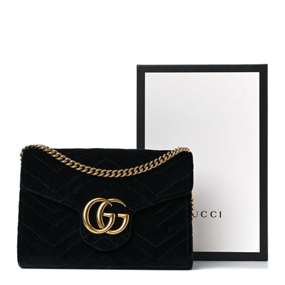 Gucci Velvet Matelasse GG Marmont Chain Wallet Black 24 of 24