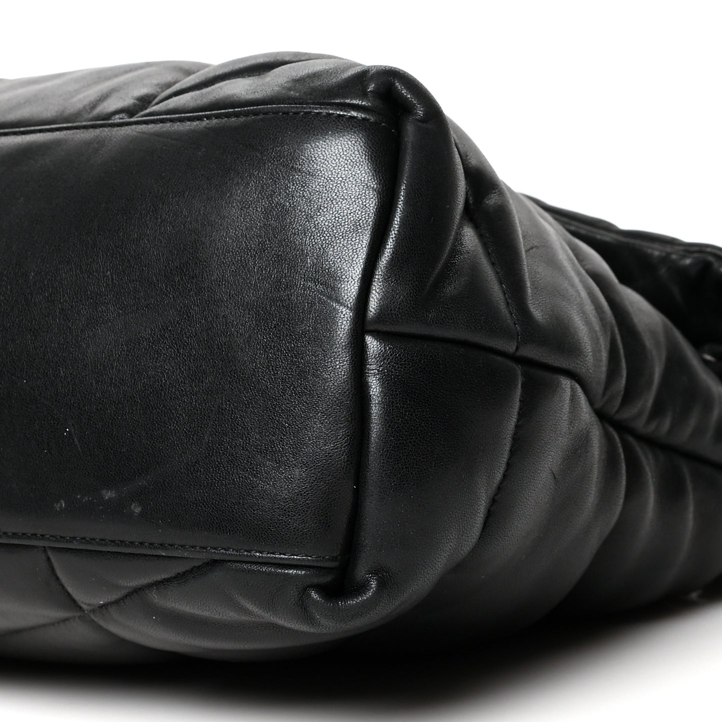 Lambskin Quilted Small Loulou Puffer Monogram Chain Satchel Black
