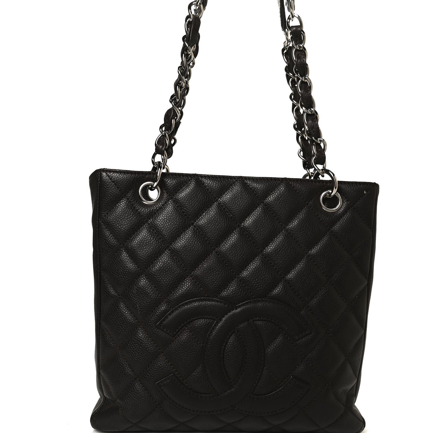 Chanel Caviar Quilted Petit Shopping Tote PST Dark Brown 8 of 10