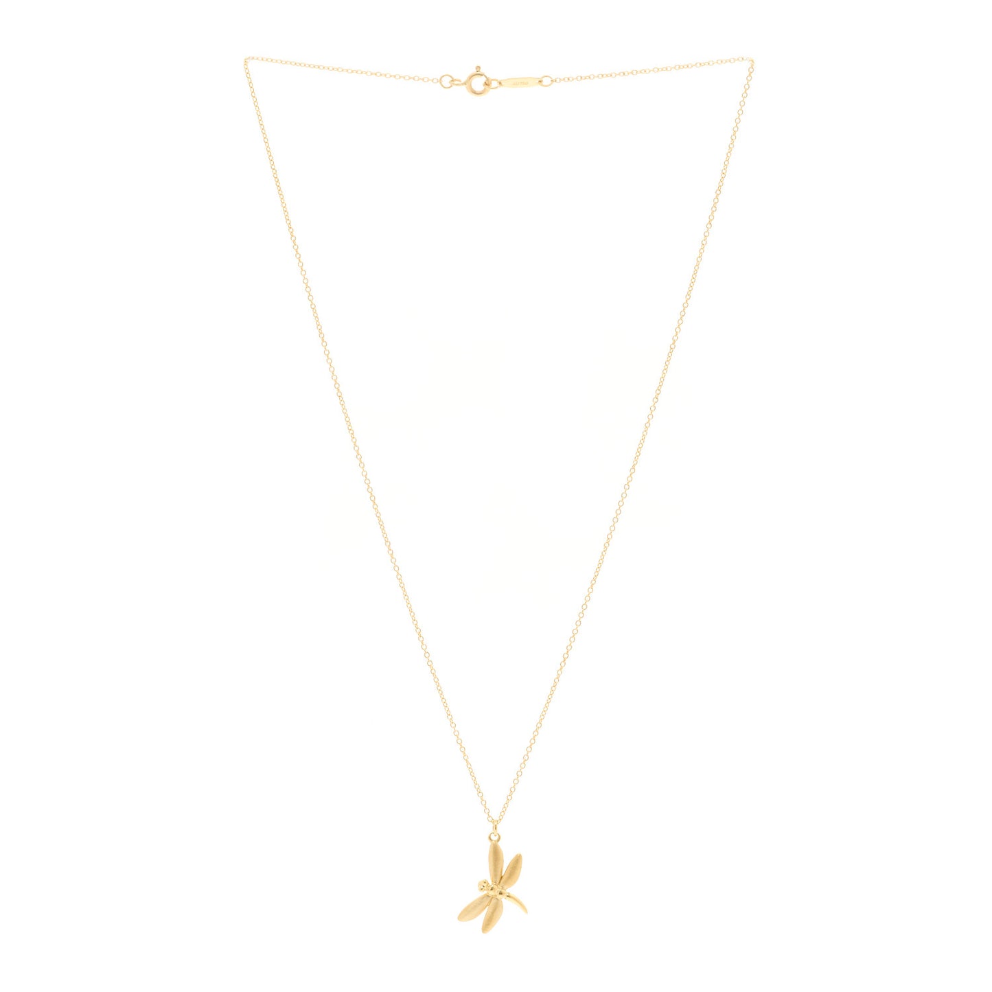 18K Yellow Gold Dragonfly Pendant Necklace