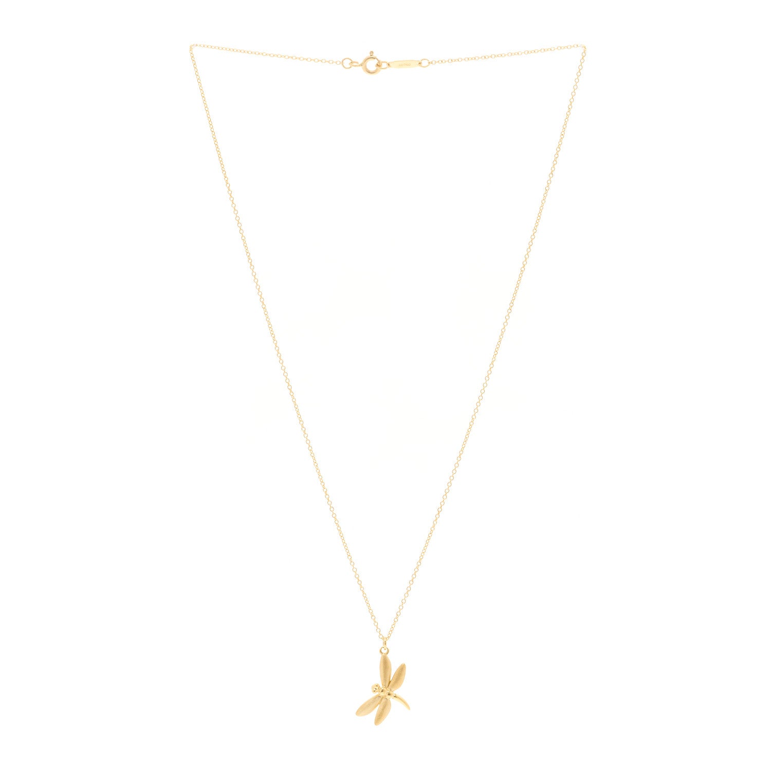 Tiffany 18K Yellow Gold Dragonfly Pendant Necklace 3 of 4
