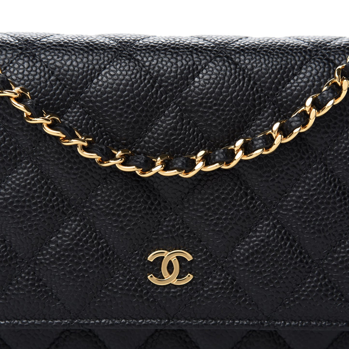 Caviar Quilted Wallet On Chain WOC Black