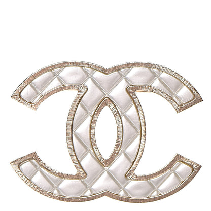 Chanel Metal Quilted CC Brooch Silver Gold 1 of 5