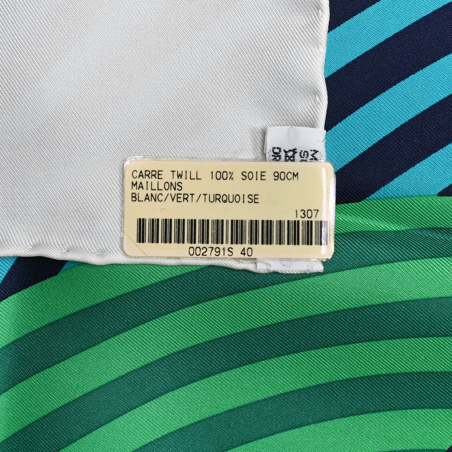 Silk Maillons De Joel Stein Scarf 90 White Vert Turquoise