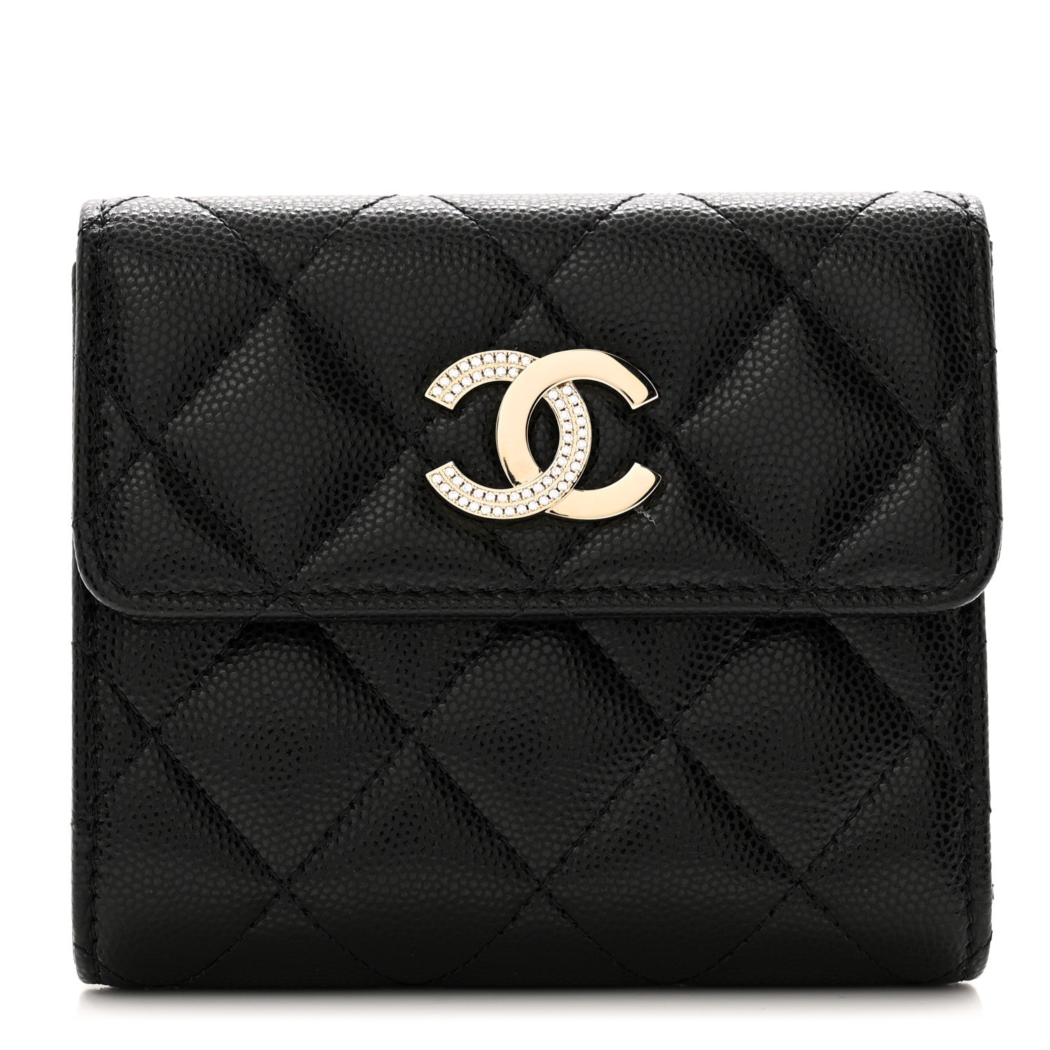 Chanel Caviar Crystal Quilted Small Flap Wallet Black 1 of 9