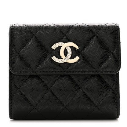 Chanel Caviar Crystal Quilted Small Flap Wallet Black 1 of 9