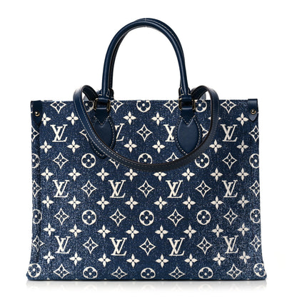 Louis Vuitton Monogram Jacquard Denim Onthego MM Bleu 1 of 8