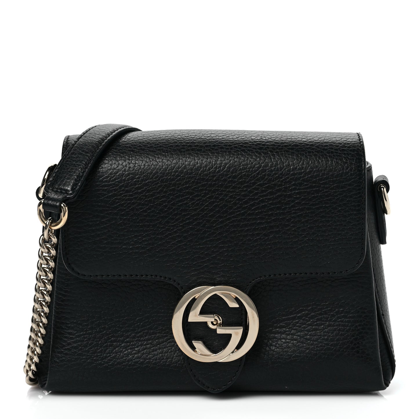 Dollar Calfskin Interlocking G Crossbody Bag Black