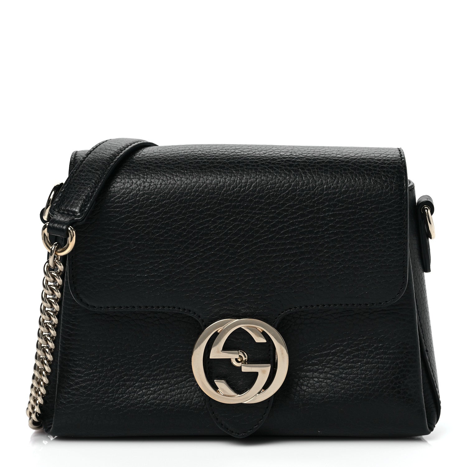 Gucci Dollar Calfskin Interlocking G Crossbody Bag Black 1 of 9