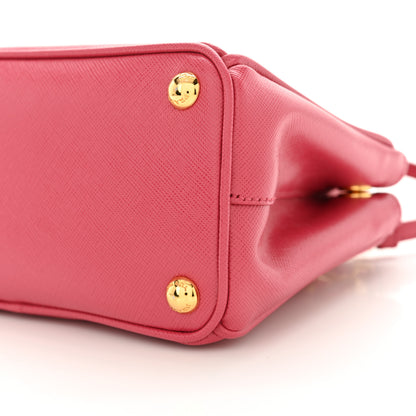 Prada Saffiano Lux Micro Galleria Double Zip Tote Peonia 10 of 11