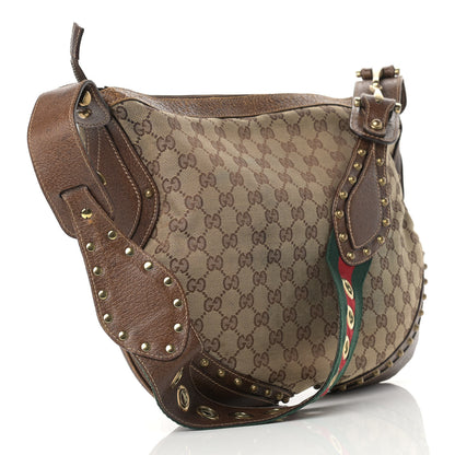 Gucci Monogram Web Studded Pelham Shoulder Bag Dark Brown 2 of 13