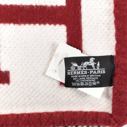 Hermes Wool Cashmere Avalon III Blanket Ecru Rouge H 3 of 3