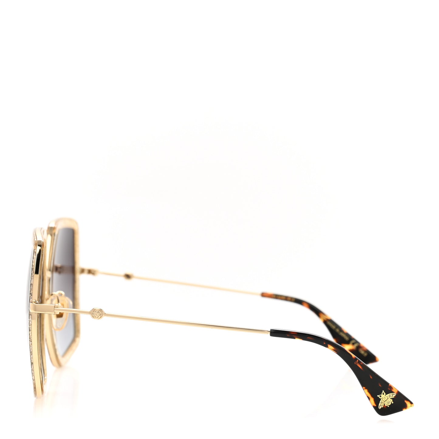 Glitter Acetate Oversize Square Frame Sunglasses GG0106S Gold