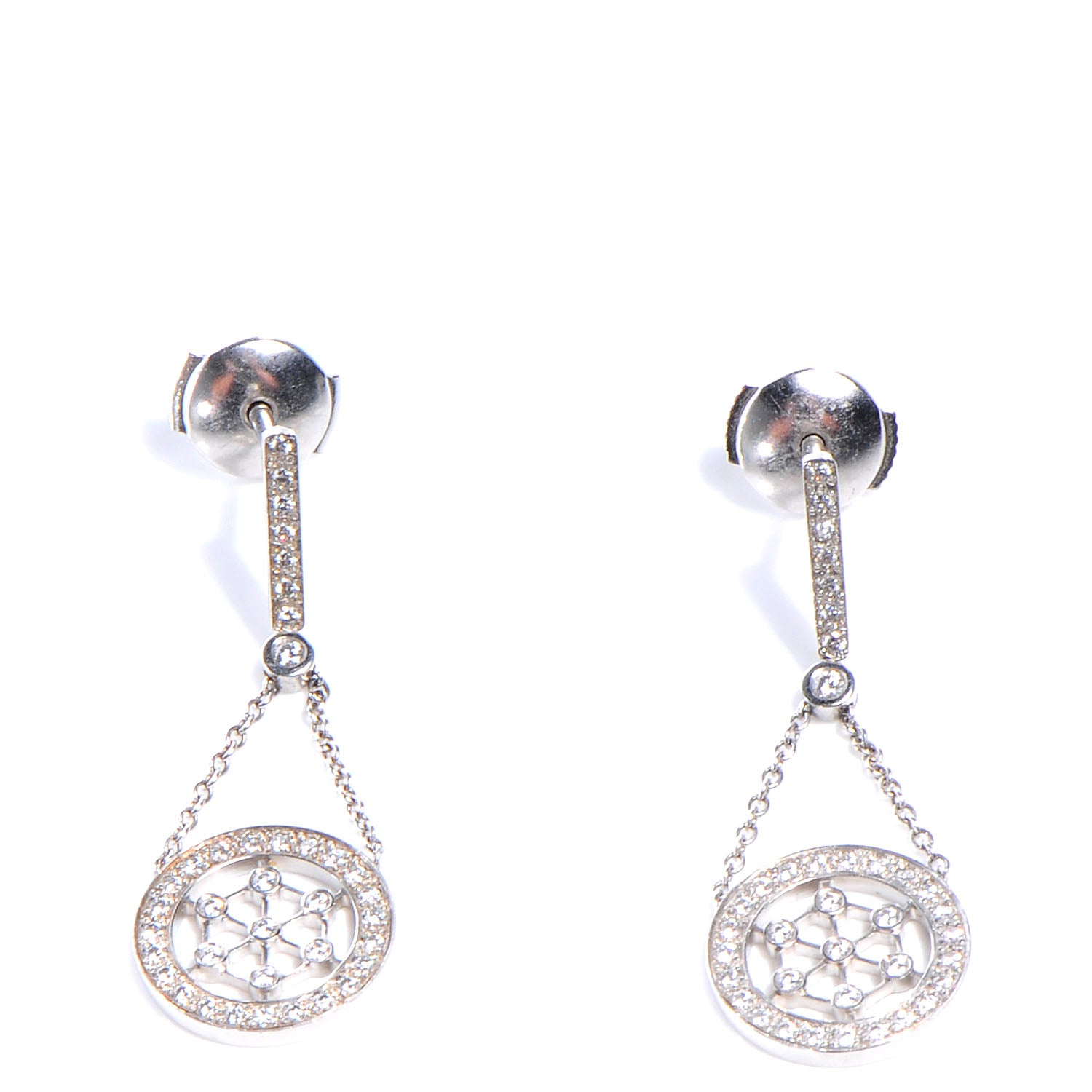 Tiffany Platinum Diamond Voile Drop Earrings 1 of 6