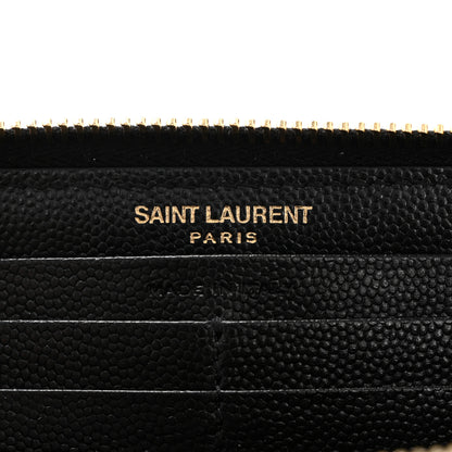 Saint Laurent Grain De Poudre Matelasse Chevron Monogram Zip Around Wallet Black 6 of 11