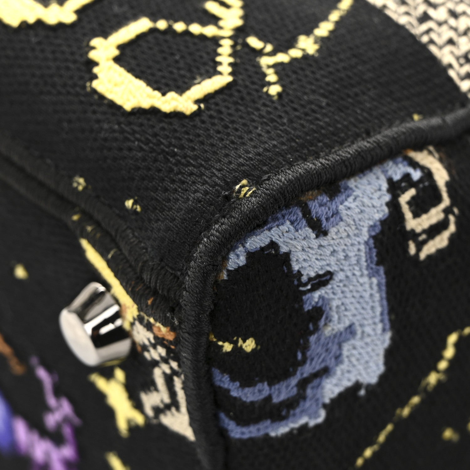 Christian Dior Canvas Pixel Zodiac Embroidered Medium Lady D-Lite Nero Multicolor 11 of 14