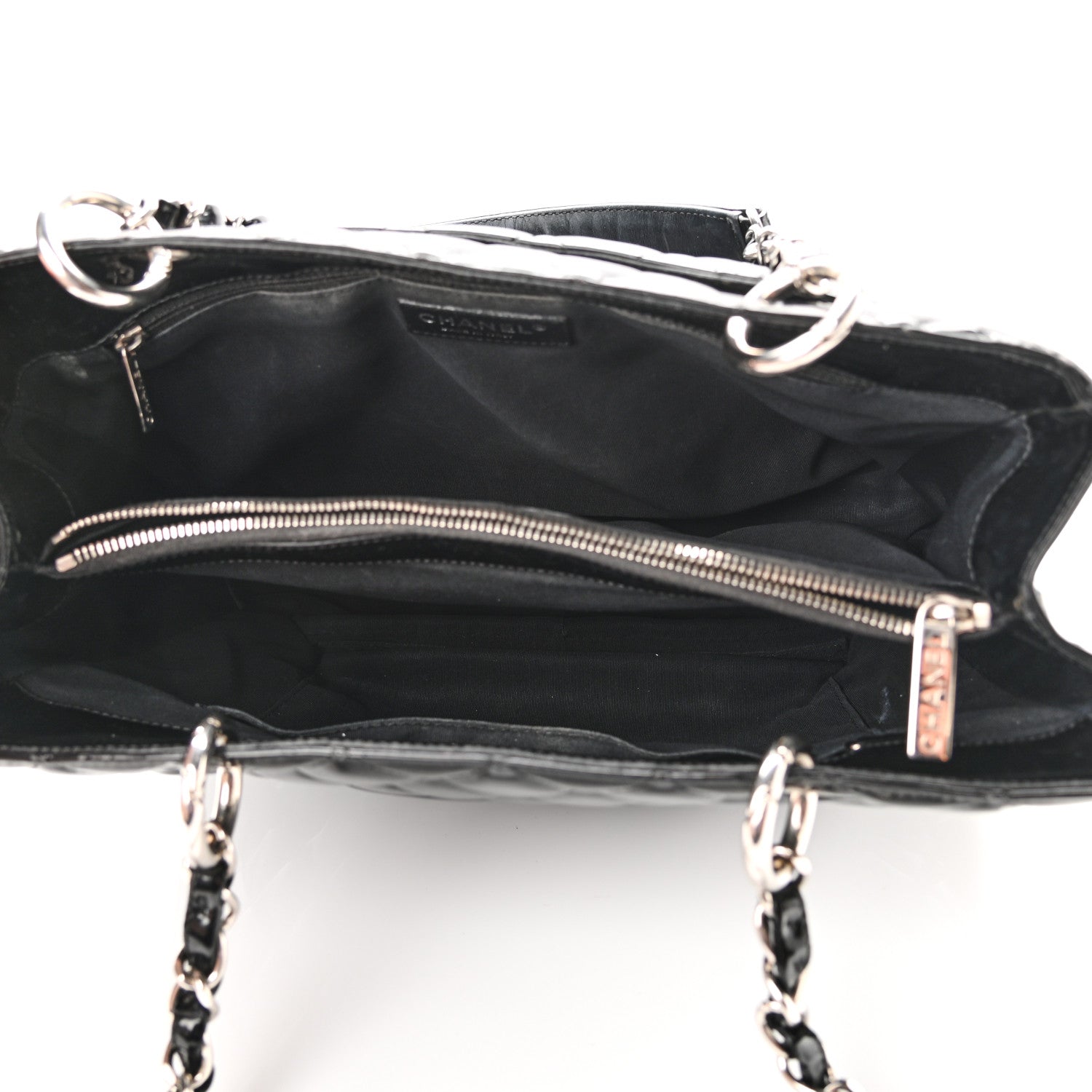 Chanel Patent Quilted Grand Shopping Tote GST Black 5 of 17