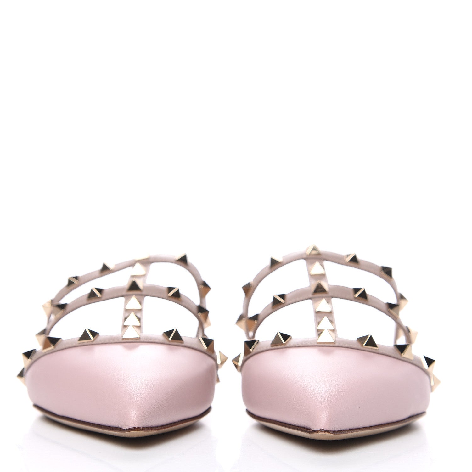 Valentino Garavani Nappa Rockstud Flat Cage Mules 37 Water Rose Poudre 2 of 10