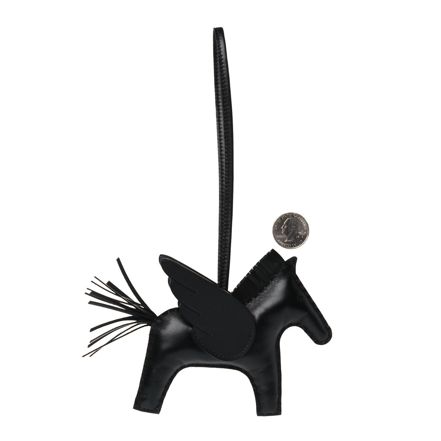 Hermes Milo Lambskin Grigri Rodeo Pegase Horse Bag Charm MM So Black 2 of 5