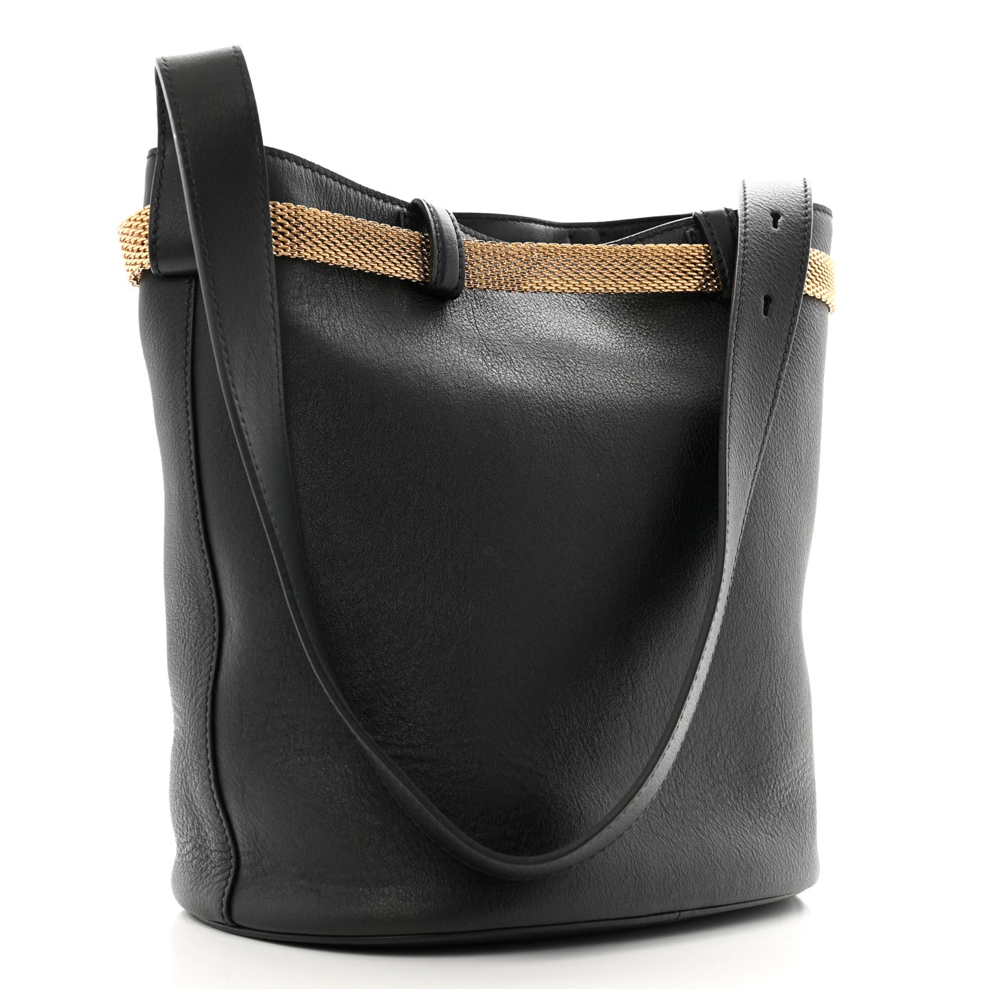 Calfskin Buckle Bag With Jeweled Belt Black