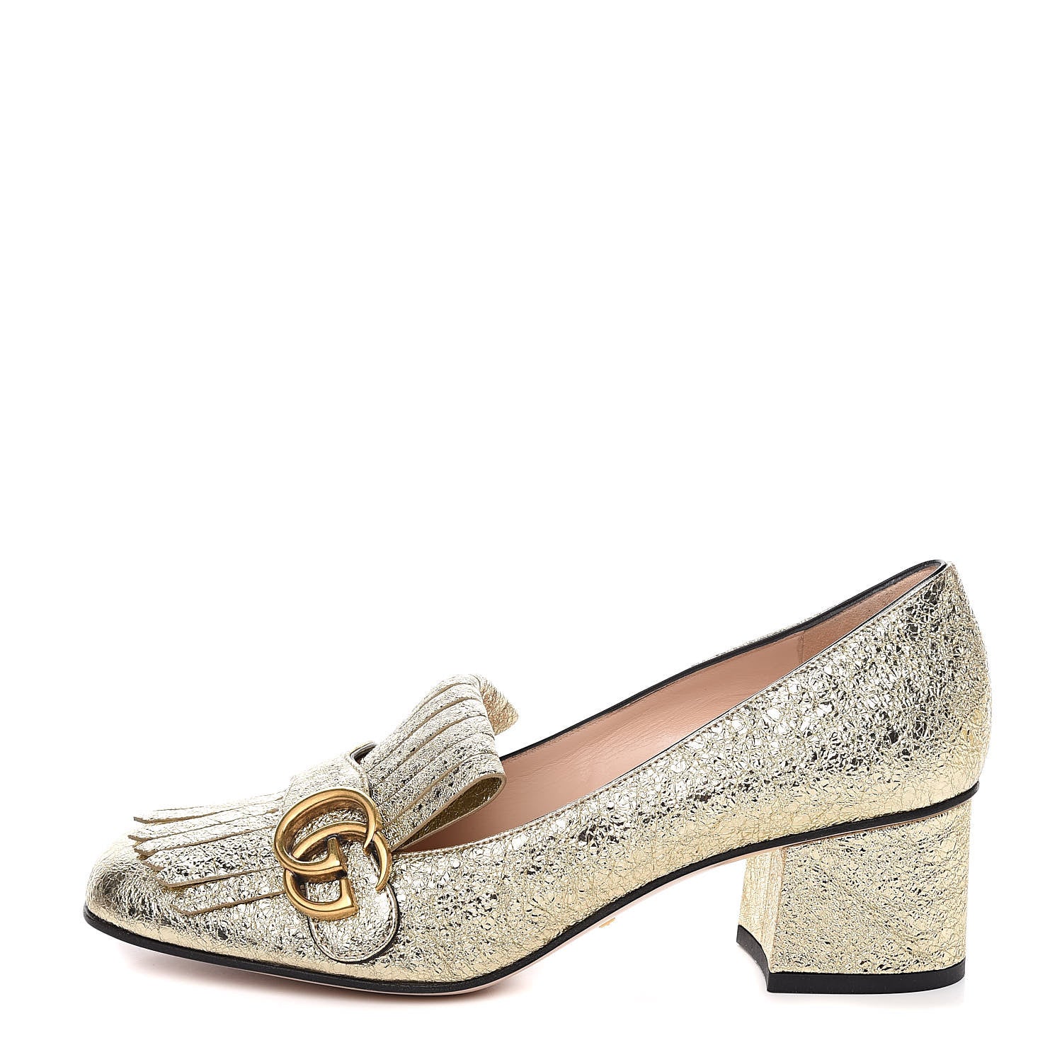 Gucci Galassia GG Marmont Fringe 50mm Loafer Pumps 39 Platino 1 of 12