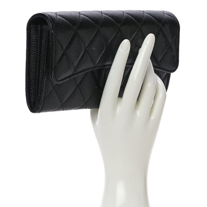 Chanel Caviar Quilted Large Gusset Flap Wallet Black 2 of 13