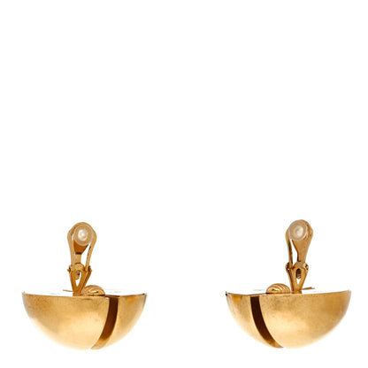 Saint Laurent Brass Double Half Ball Clip On Earrings Gold 3 of 4