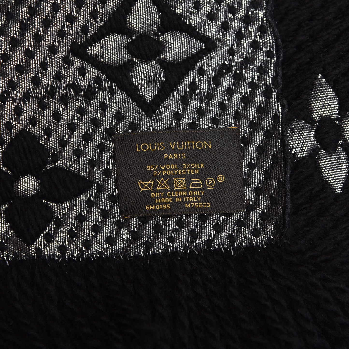 Wool Silk Logomania Shine Scarf Black