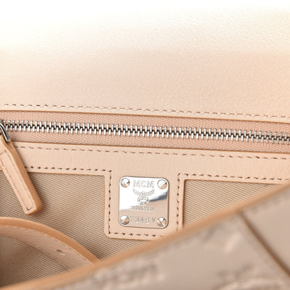 MCM Calfskin Essential Monogram Small Backpack Bisque 6 of 10