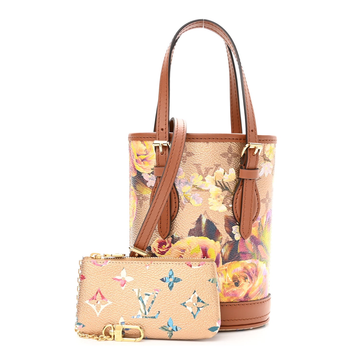 Metallic Monogram LV Garden Nano Bucket Bag Gold