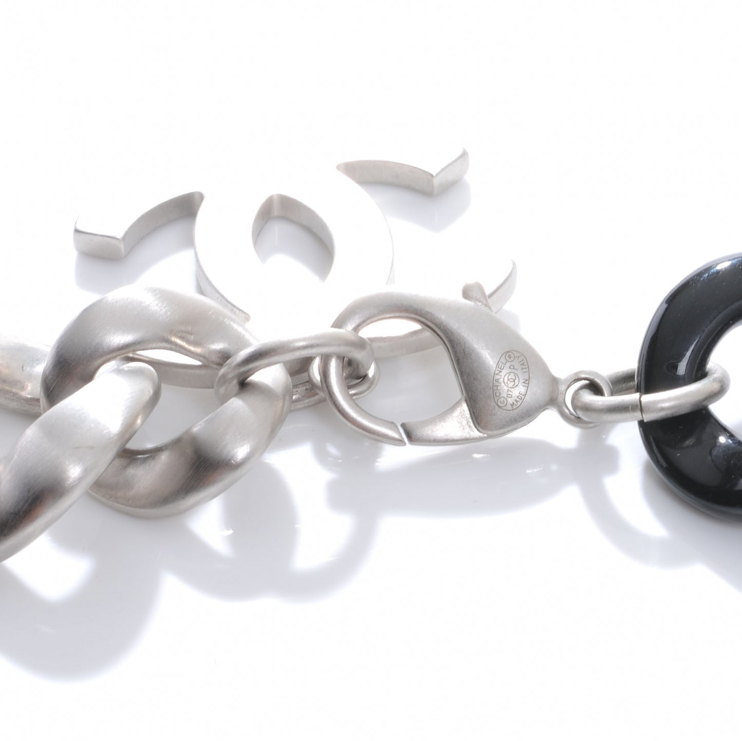 Metal and Resin CC Choker Necklace Black Silver