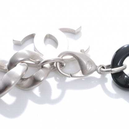 Chanel Metal and Resin CC Choker Necklace Black Silver 4 of 4