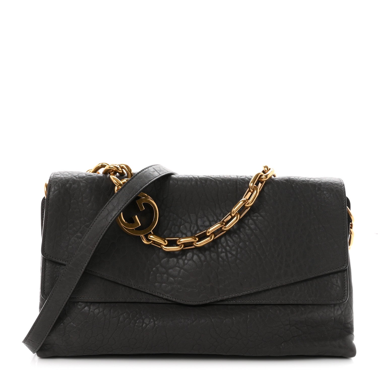 Gucci Grained Lambskin Large Chain Shoulder Bag Grey 1 of 10