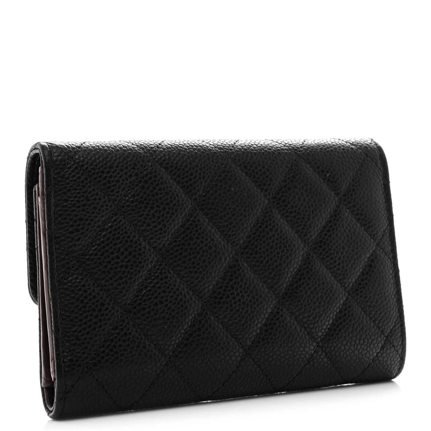 Caviar Quilted Medium Flap Wallet Black