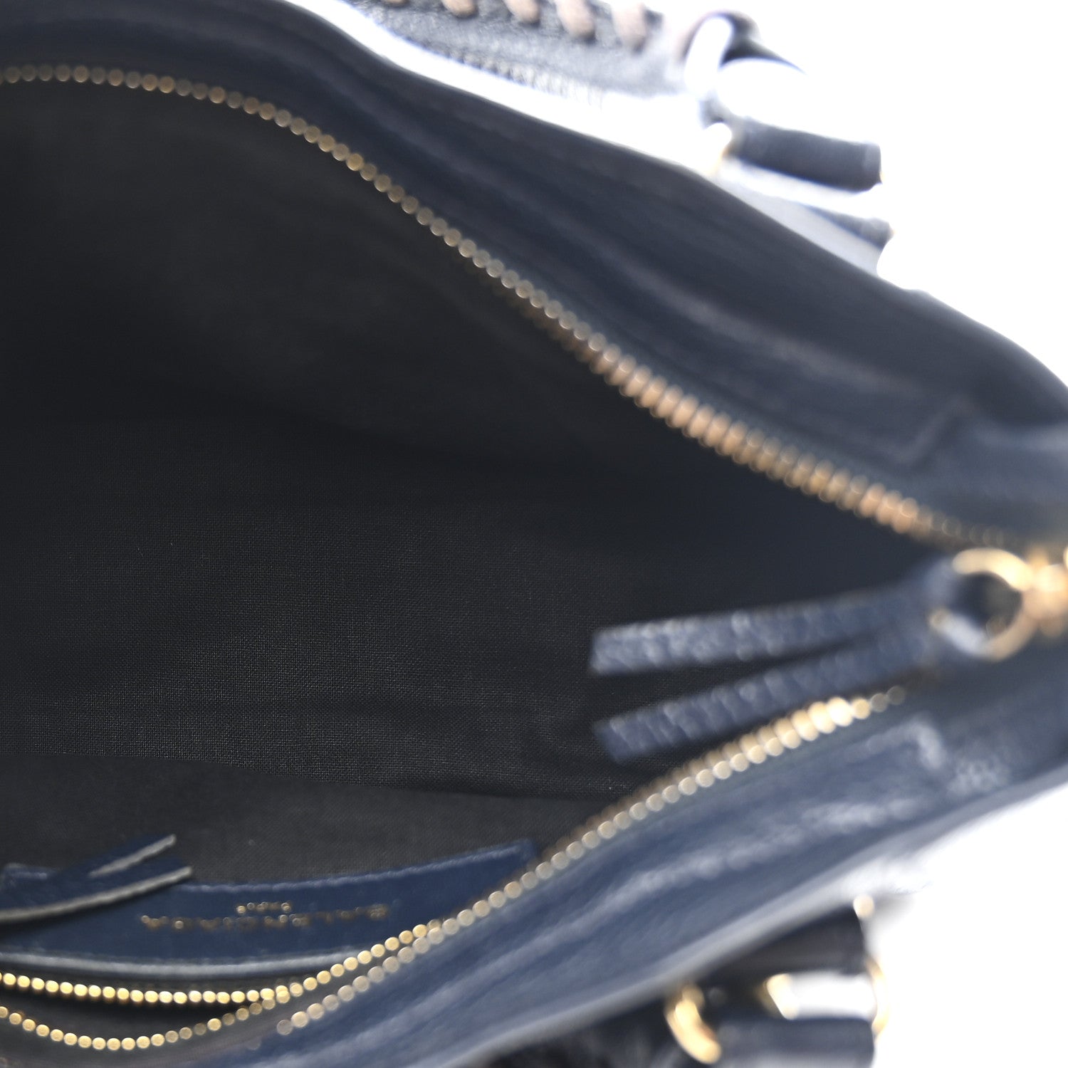Balenciaga Chevre Gold Metallic Edge Hardware Mini City  Bleu Nuit Dark Sea 6 of 11