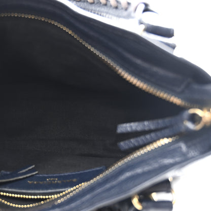 Balenciaga Chevre Gold Metallic Edge Hardware Mini City  Bleu Nuit Dark Sea 6 of 11