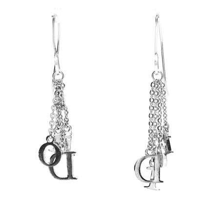 Christian Dior Logo Dangle Earrings Silver 1 of 3