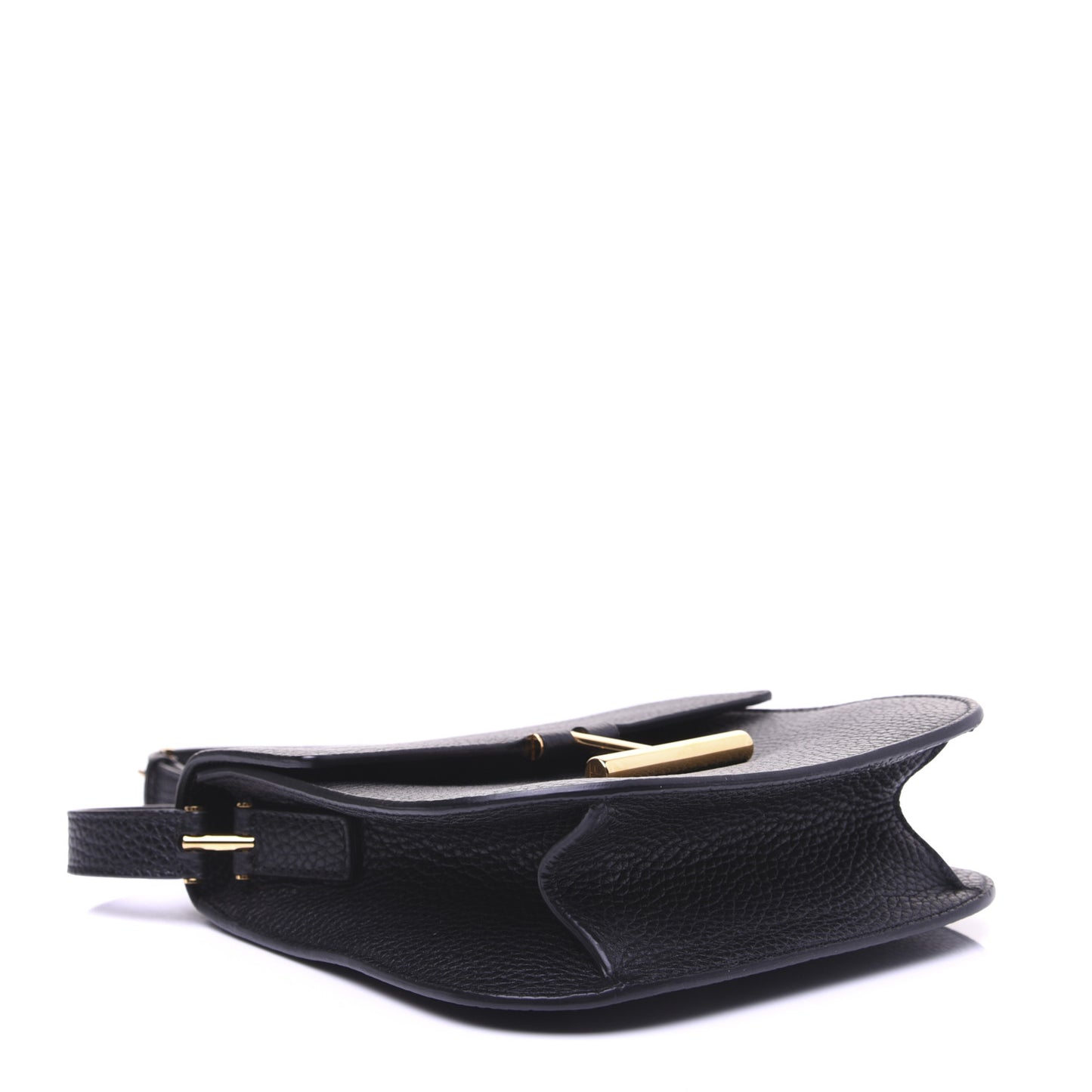 Grained Calfskin Small T Clasp Tara Crossbody Bag Black