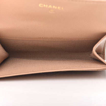 Chanel Caviar Quilted Flap Card Holder Wallet Beige 5 of 9