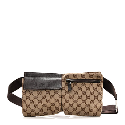 Gucci GG Monogram Double Pocket Belt Bag Dark Brown 1 of 9